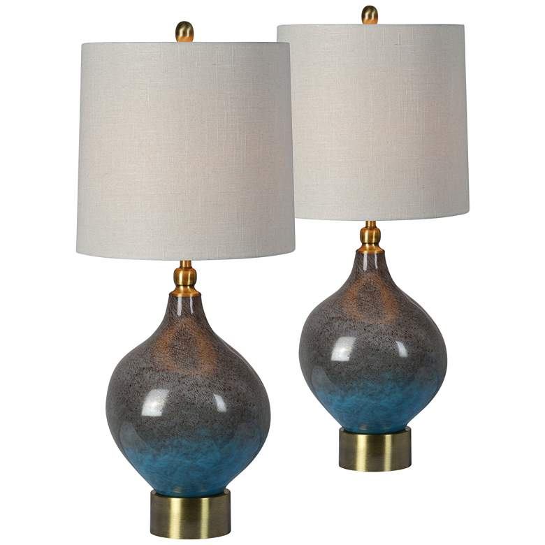 Image 1 Forty West Gemma 33" Ombre Blue-Gray Glass Table Lamps Set of 2