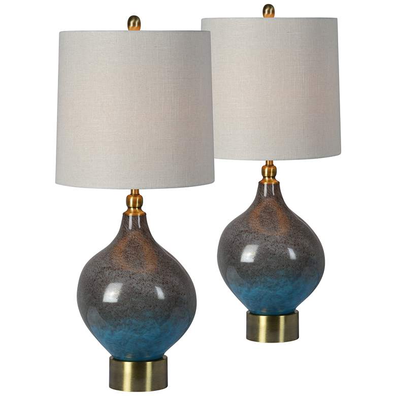 Image 1 Forty West Gemma Ombre Blue-Gray Glass Table Lamps Set of 2