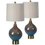 Forty West Gemma Ombre Blue-Gray Glass Table Lamps Set of 2