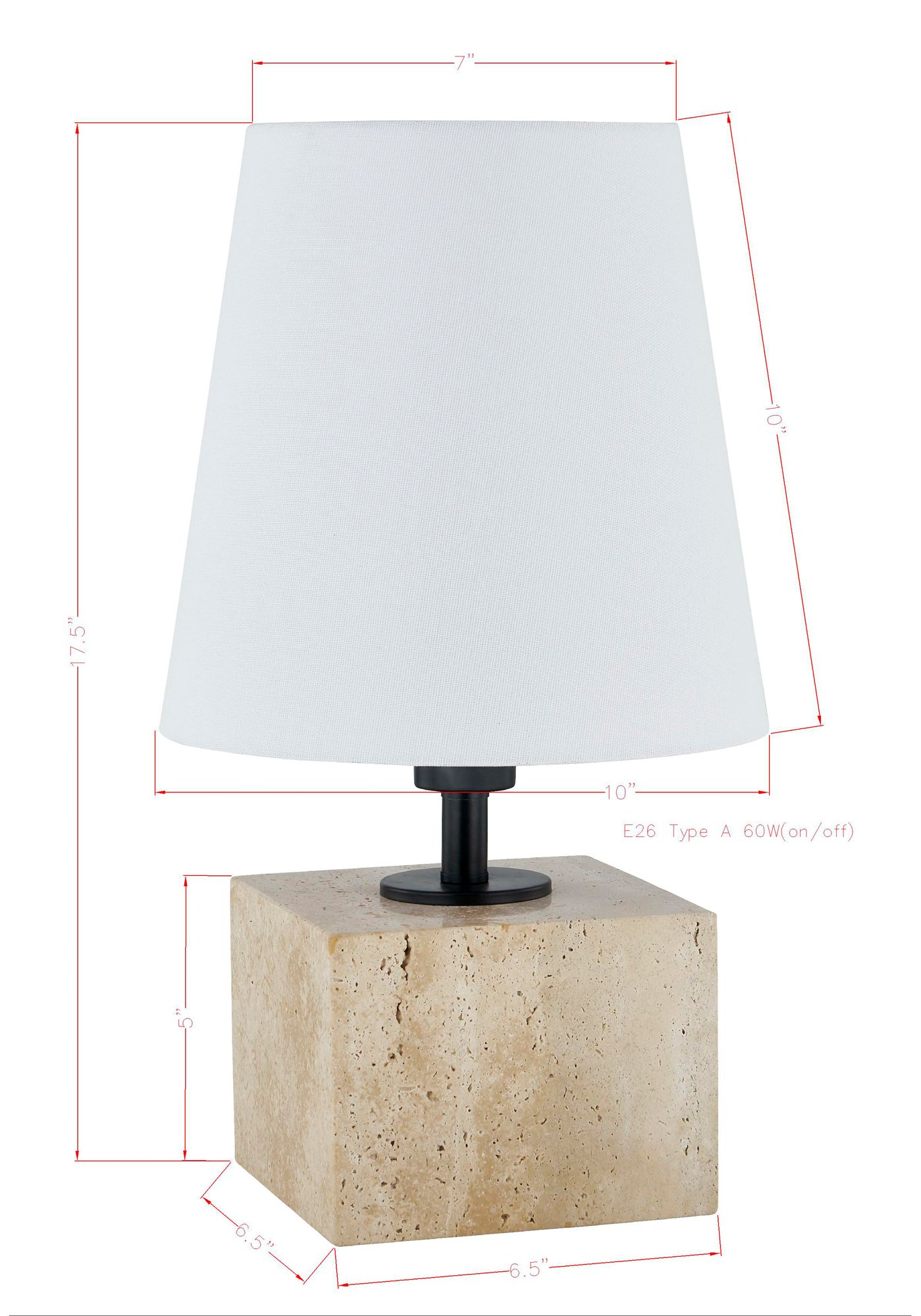 Image 3 Forty West Glenn 17.5" Faux Travertine Table Lamp, Beige more views