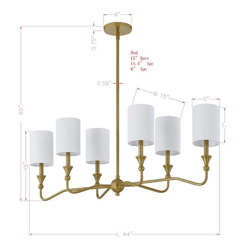 Image 3 Forty West Goldie 44x15x15" Metal Chandelier more views