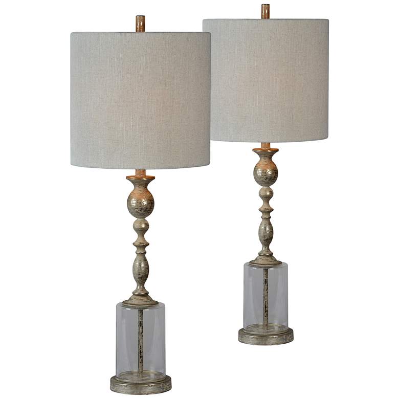 Image 1 Forty West Grady 36" Distressed Silver Buffet Table Lamps Set of 2