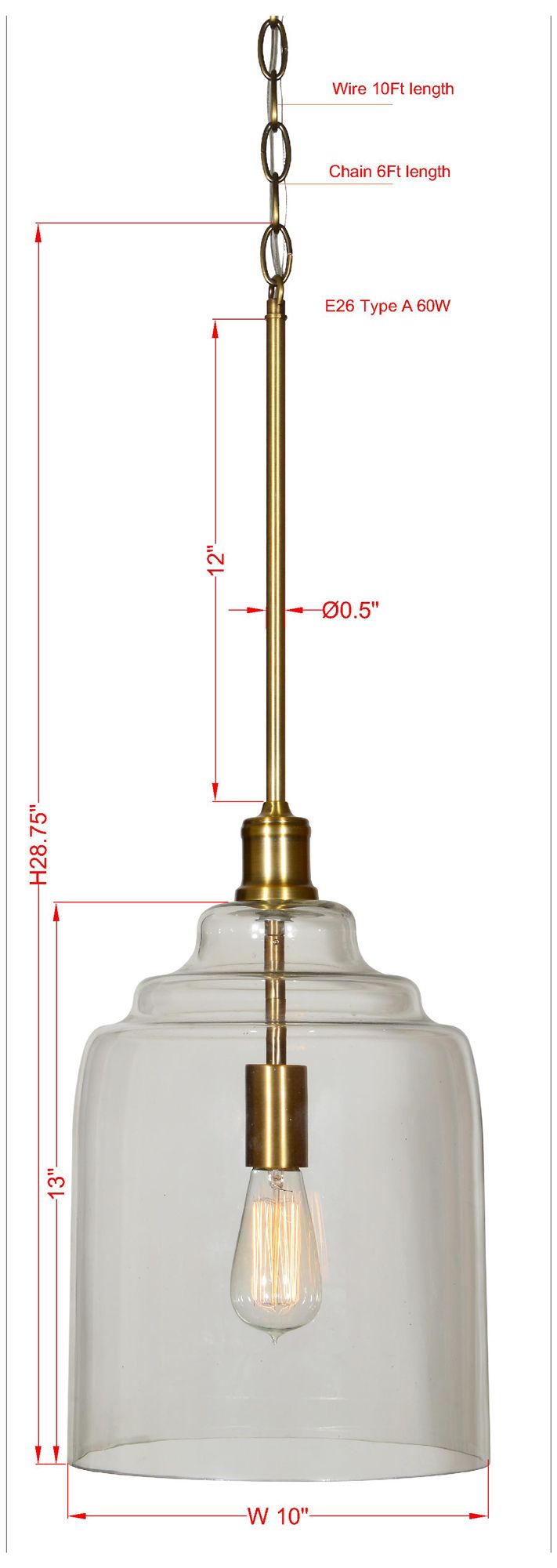 Image 3 Forty West Grafton 10x28.75" Glass + Steel Pendant more views