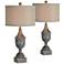 Forty West Grayson Distressed Gray Table Lamps Set of 2