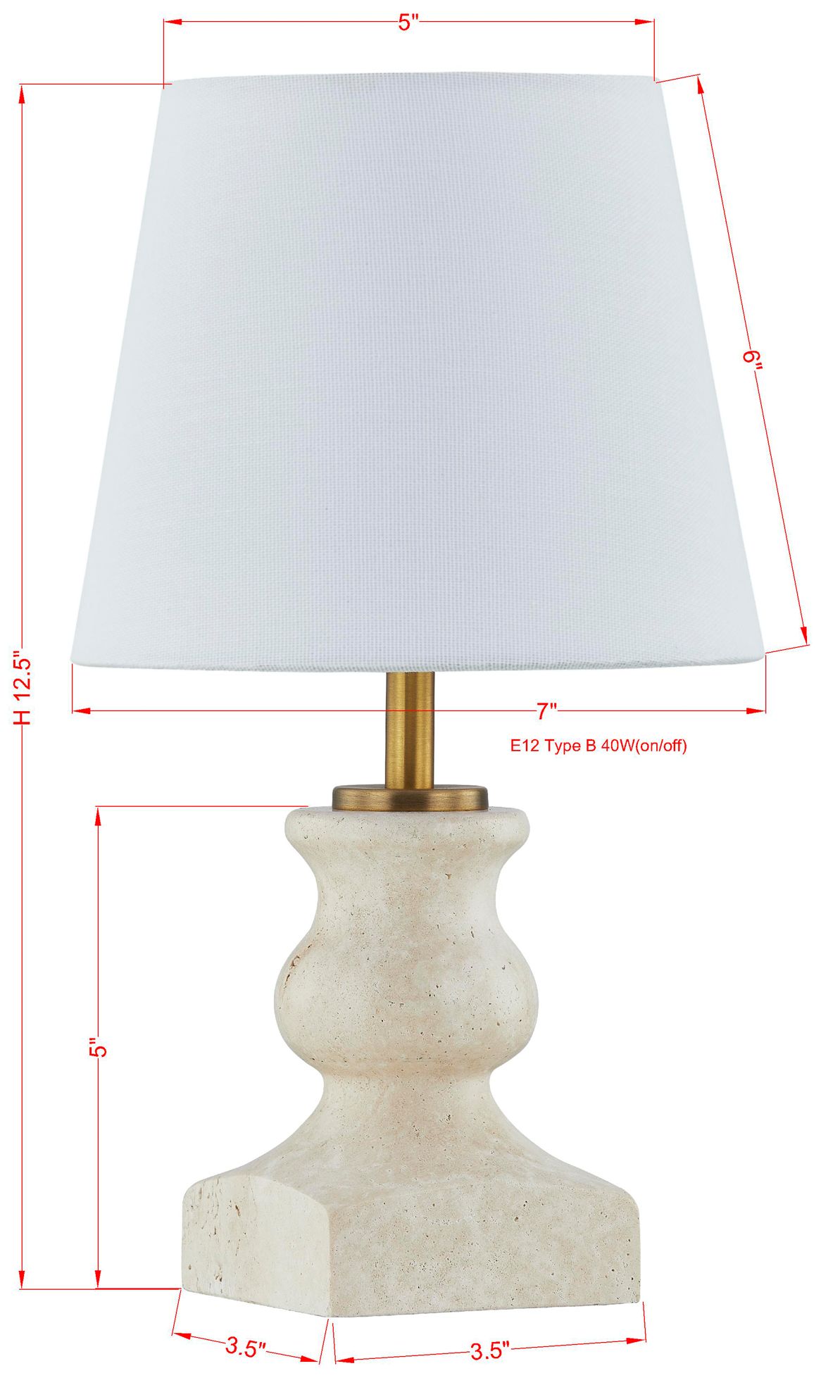 Image 3 Forty West Gretel 12.5" Travertine Mini Lamp more views
