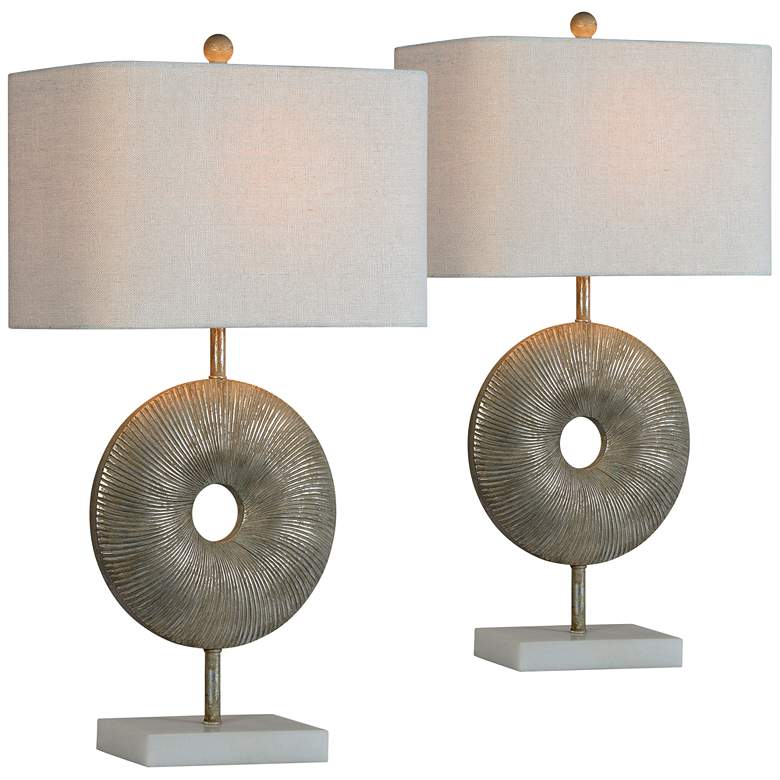 Image 1 Forty West Hadley Metallic Silver Table Lamps Set of 2