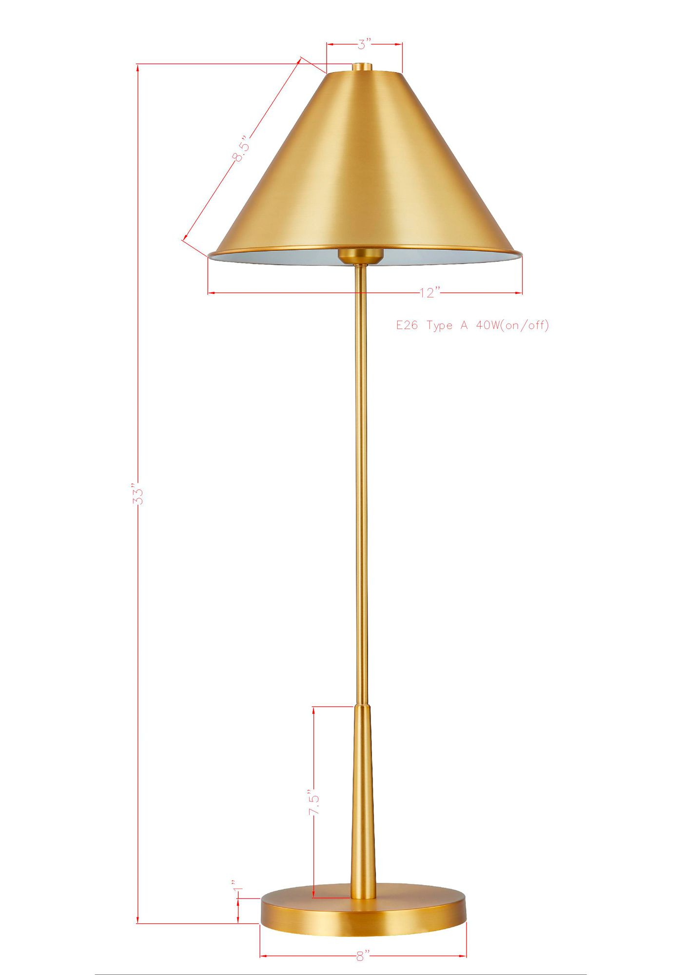 Image 2 Forty West Haley 32" Gold Buffet Lamp more views
