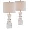 Forty West Hank Distressed Crisp White Table Lamps Set of 2