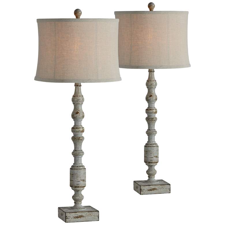 Image 1 Forty West Harris Distressed Gray Table Lamps Set of 2
