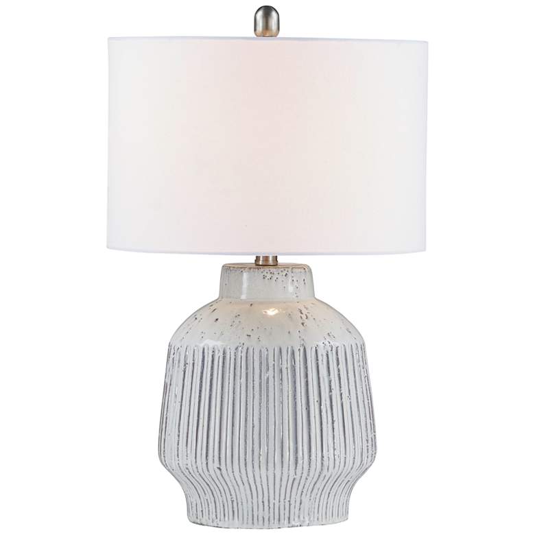 Image 2 Forty West Hartwell White Ribbed Ceramic Table Lamp