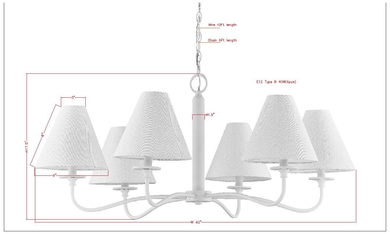 Image 3 Forty West Hauser 6-Light White Metal Chandelier more views