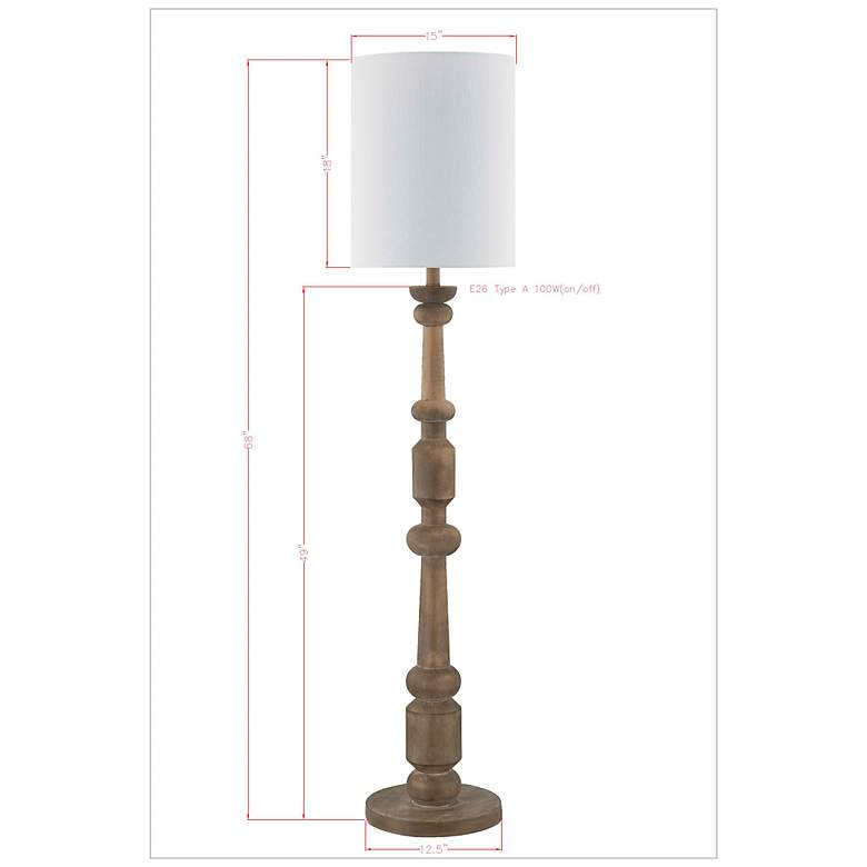 Image 3 Forty West Henderson 68" Faux Wood Candlestick Base Floor Lamp more views