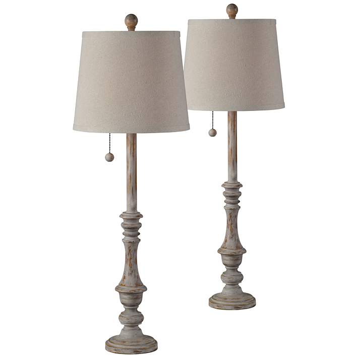 Buffet Table | Plus Distressed Lamps Henry Set #565P0 Lamps West of Forty 2 - Gray