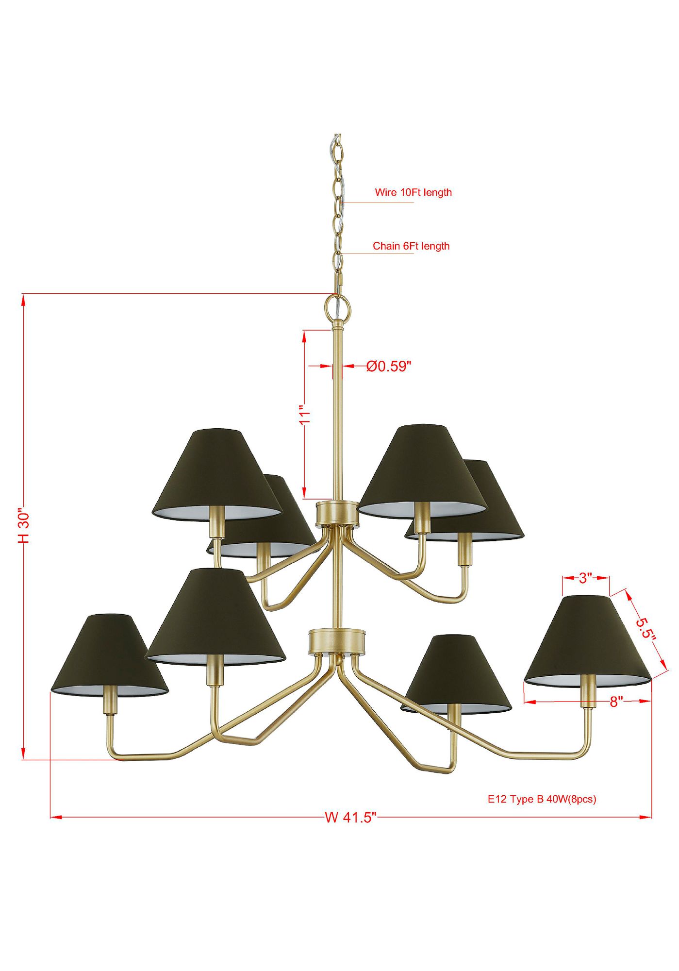 Image 4 Forty West Highland Two-Tier 42x30" Metal Chandelier with Shades more views
