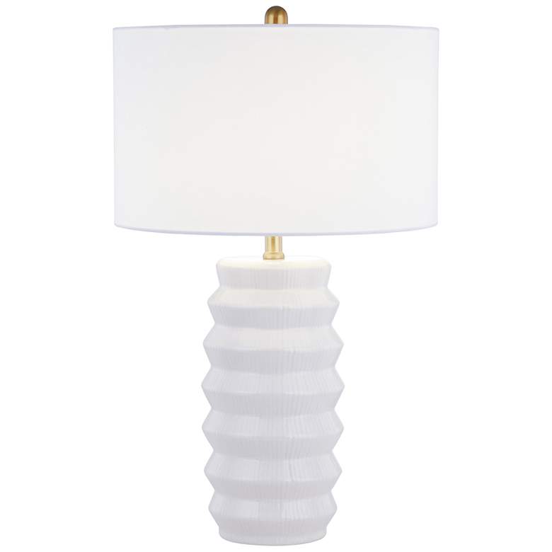 Image 2 Forty West Holmes 26" Modern White Ridged Ceramic Table Lamp