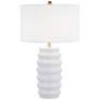 2_Forty West Holmes 26" Modern White Ridged Ceramic Table Lamp