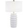 Forty West Holmes 26" Modern White Ridged Ceramic Table Lamp