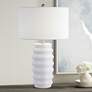 1_Forty West Holmes 26" Modern White Ridged Ceramic Table Lamp