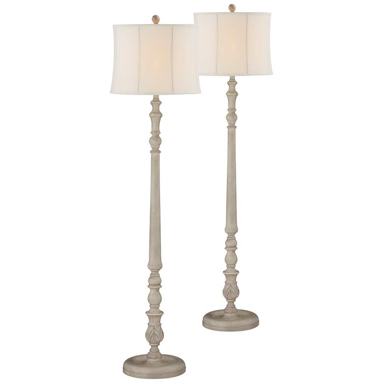 Image 1 Forty West Homer 66" Traditional Gray Finish Floor Lamps Set of 2