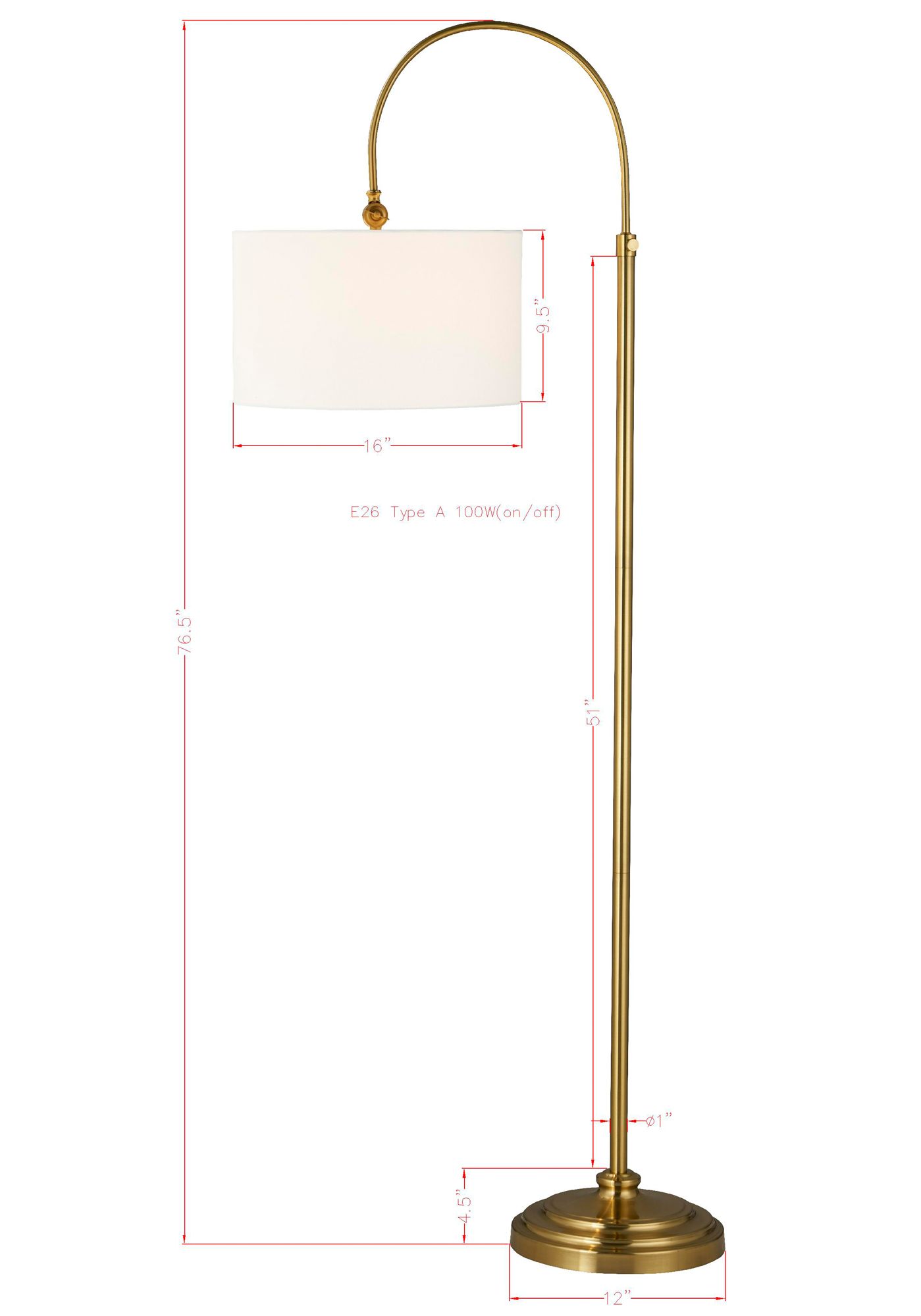 Image 6 Forty West Hope Gold Metal Task Floor Lamp more views