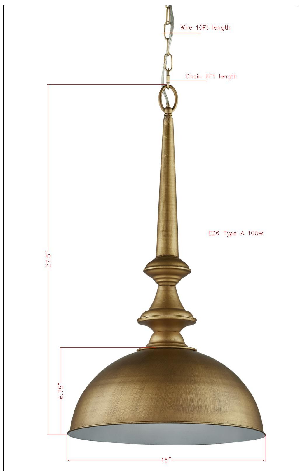 Thumbnail3 of Forty West Hopper Antique Gold 1-Light Pendant more views