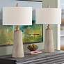 Forty West Hunley Beige Column Table Lamps Set of 2