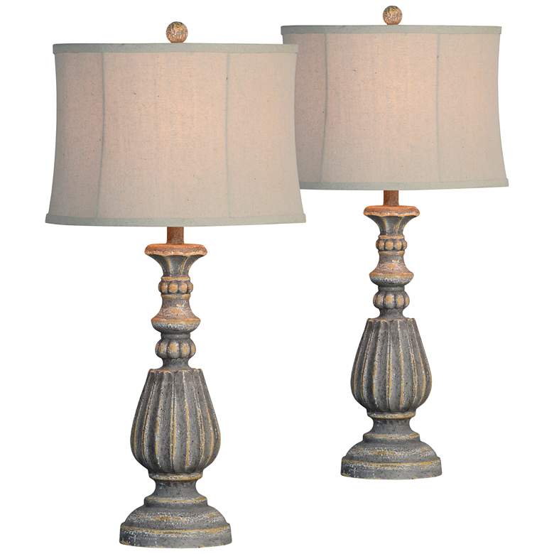 Image 1 Forty West Ingrid Distressed Rich Gray Table Lamps Set of 2