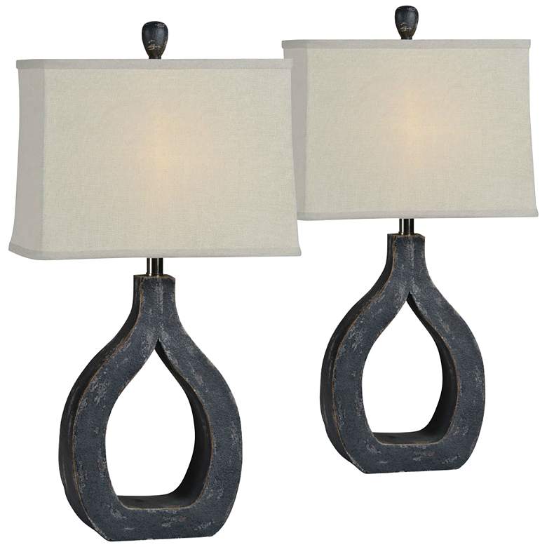 Image 1 Forty West Isaac Distressed Black Table Lamps Set of 2