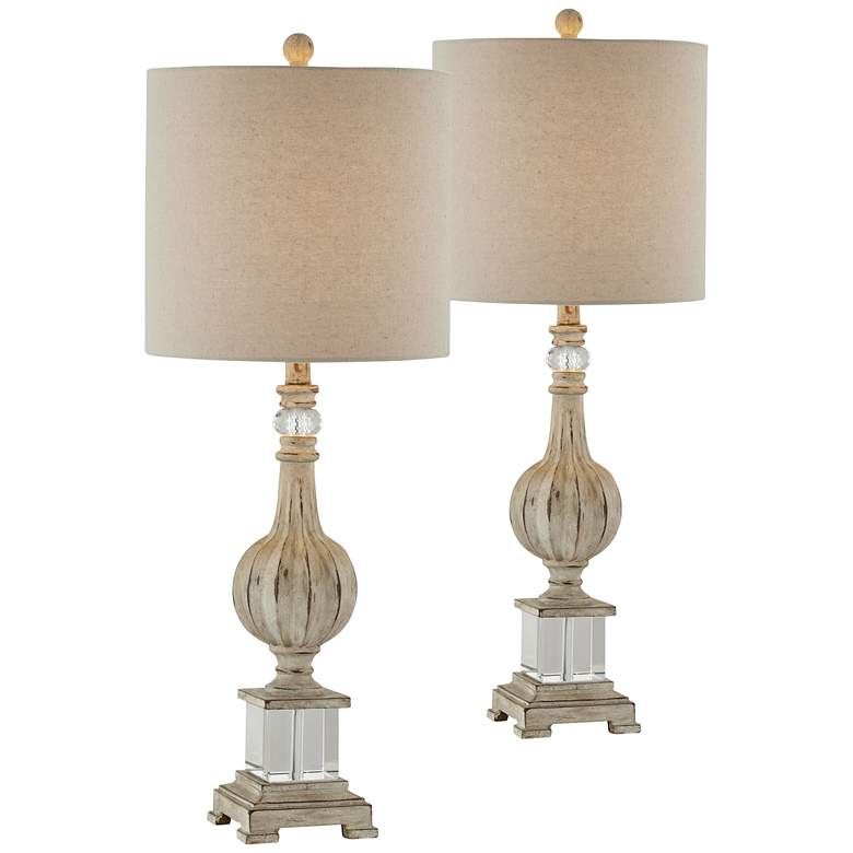 Image 1 Forty West Jackie Distressed Gray Table Lamps Set of 2