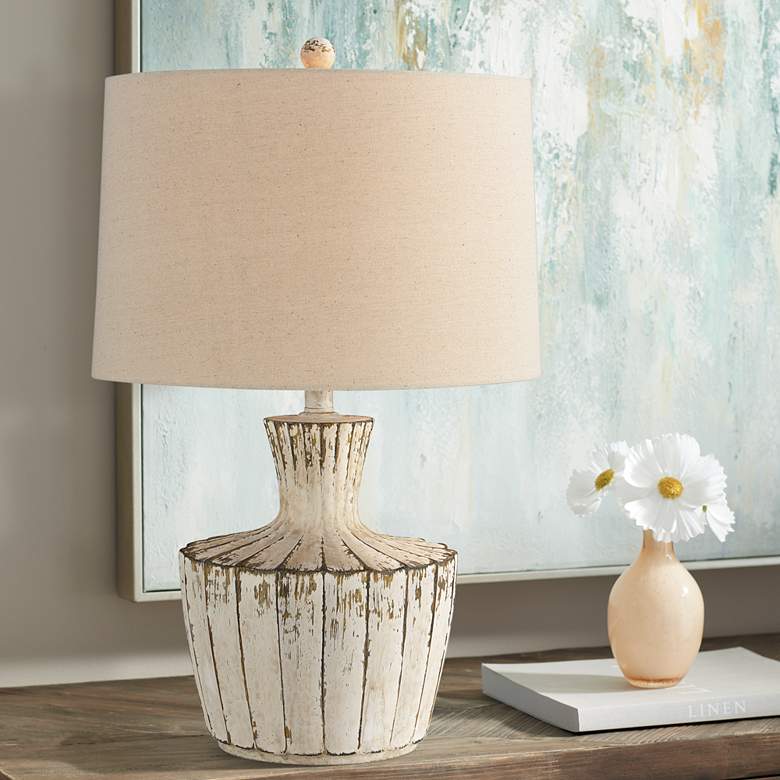 Image 1 Forty West Jada 26" High Distressed Rustic White Table Lamp