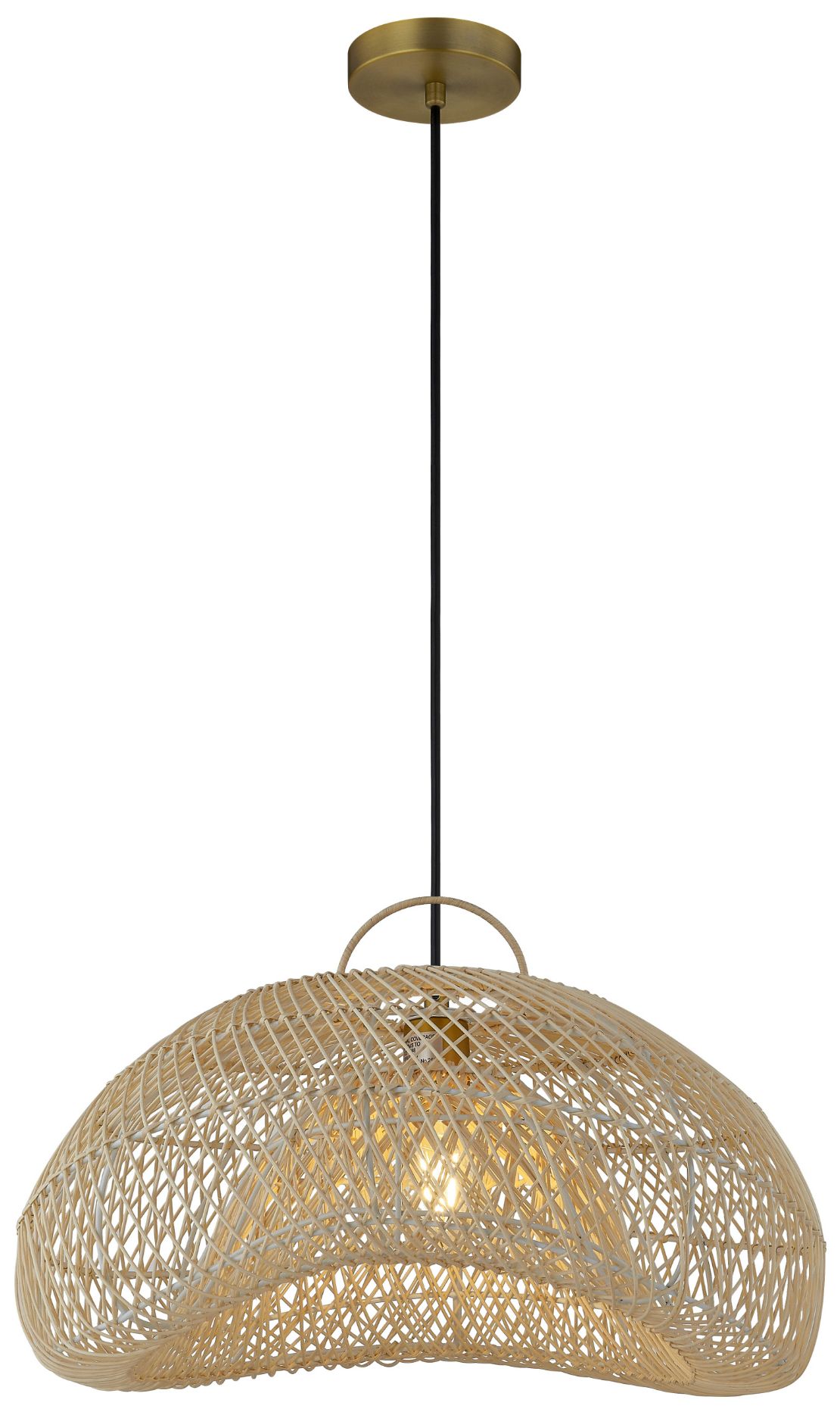 Image 2 Forty West Jagger 20x12.5" Metal + Rattan Pendant more views