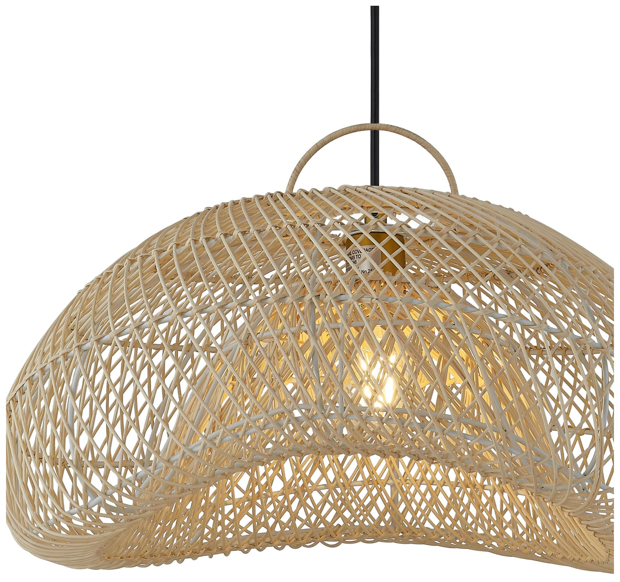 Image 3 Forty West Jagger 20x12.5" Metal + Rattan Pendant more views