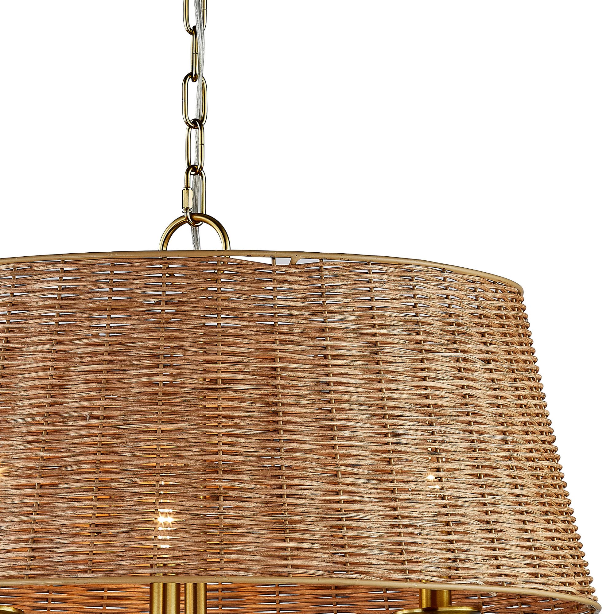 Image 2 Forty West Jett 22x15.5" Metal and Rattan Pendant more views