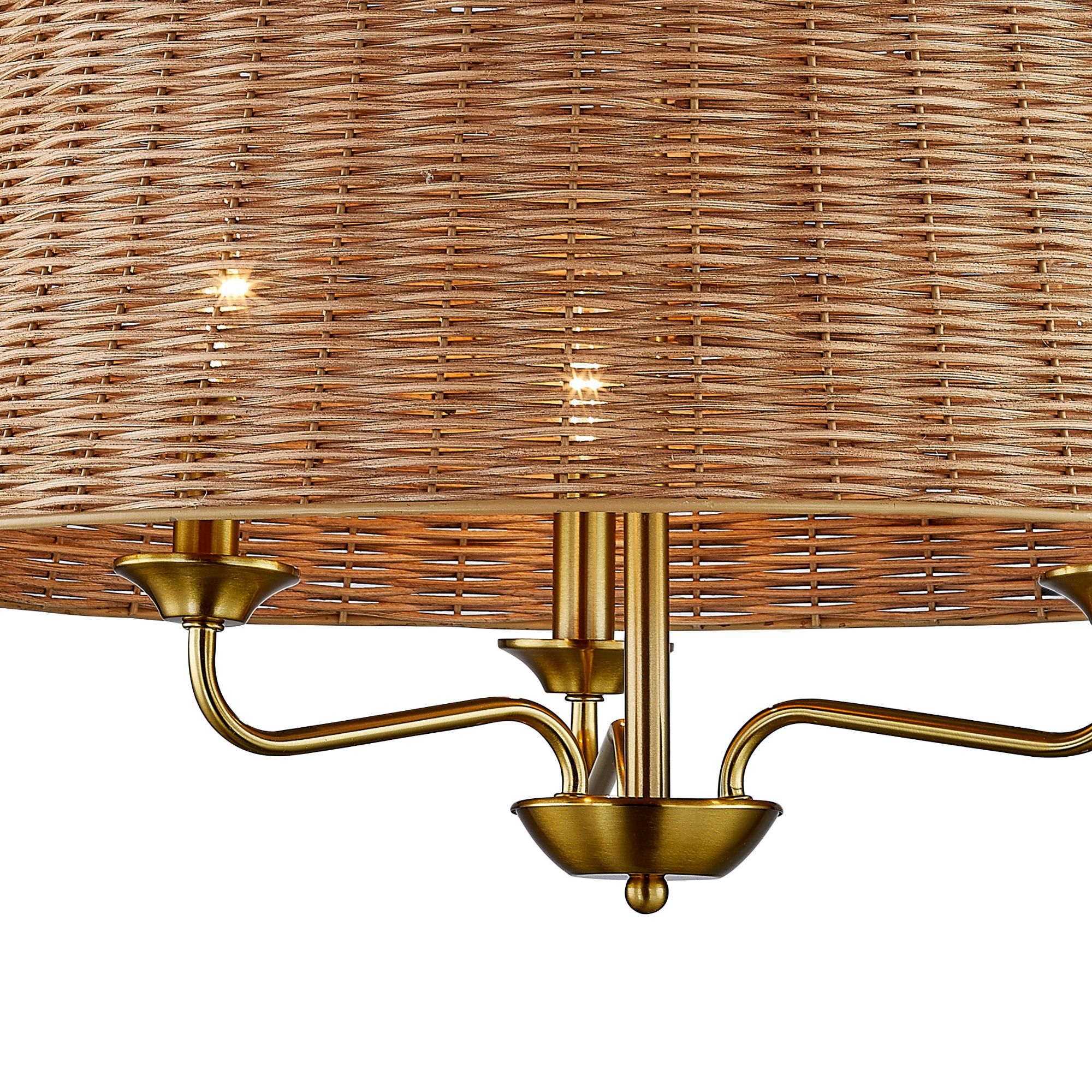 Image 3 Forty West Jett 22x15.5" Metal and Rattan Pendant more views