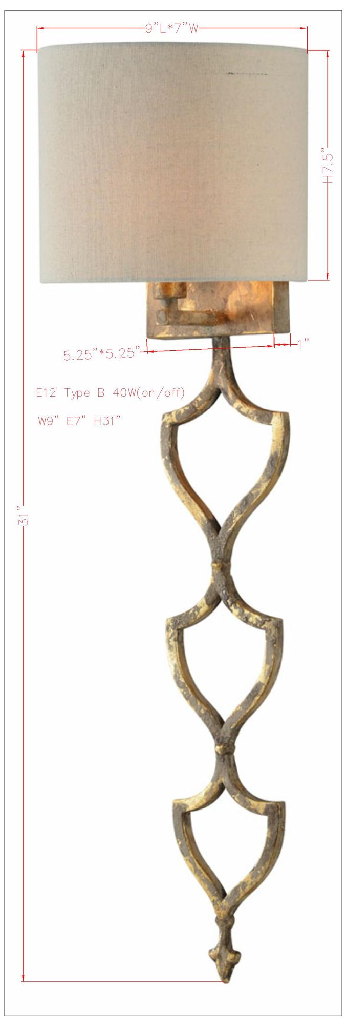 Image 5 Forty West Jewel 9x31" Metal Sconce more views