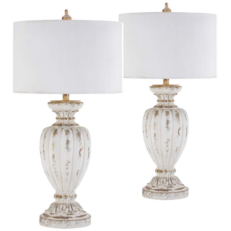 Image 1 Forty West Jocelyn Distressed White Table Lamps Set of 2