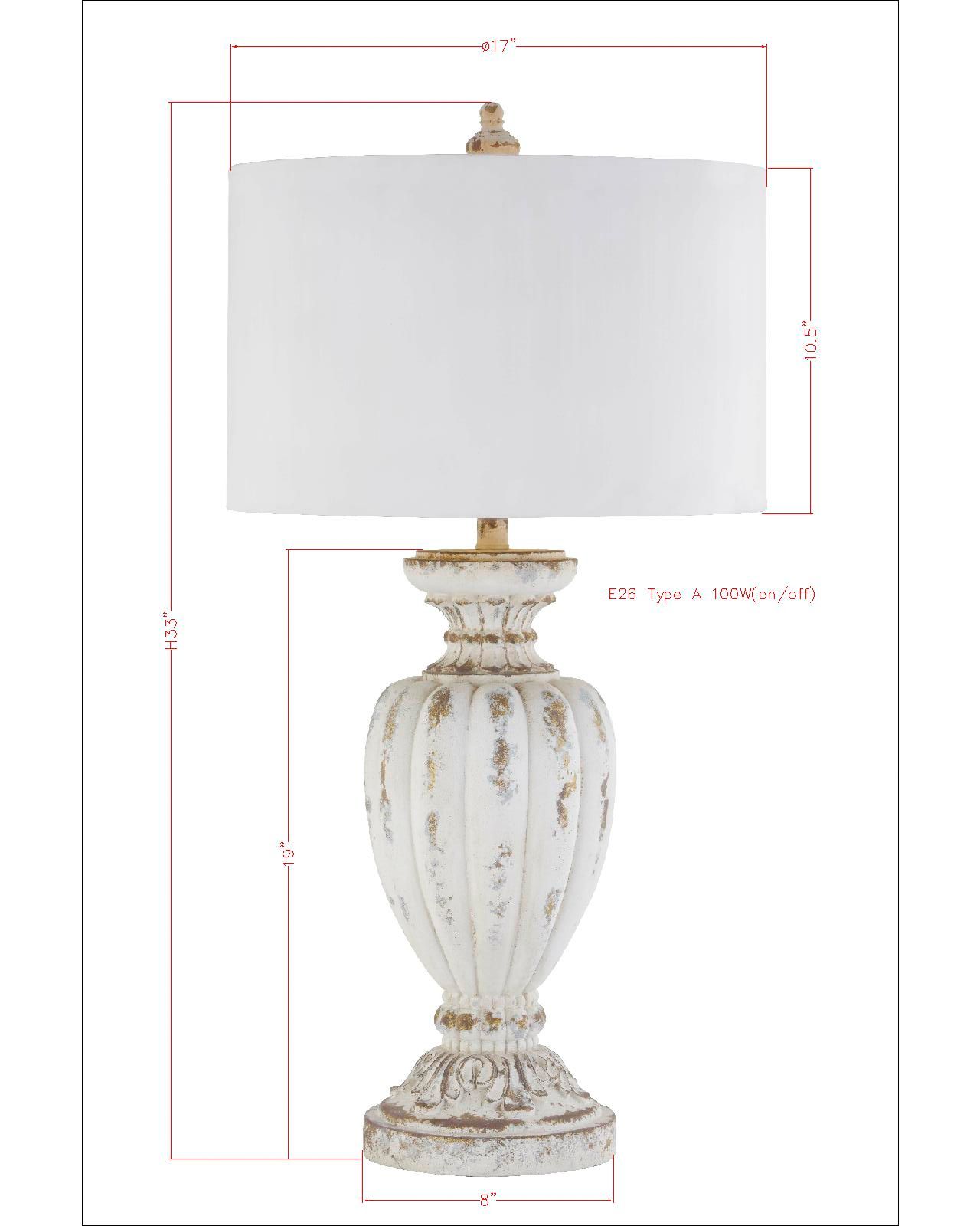 Image 5 Forty West Jocelyn Distressed White Table Lamps Set of 2 more views