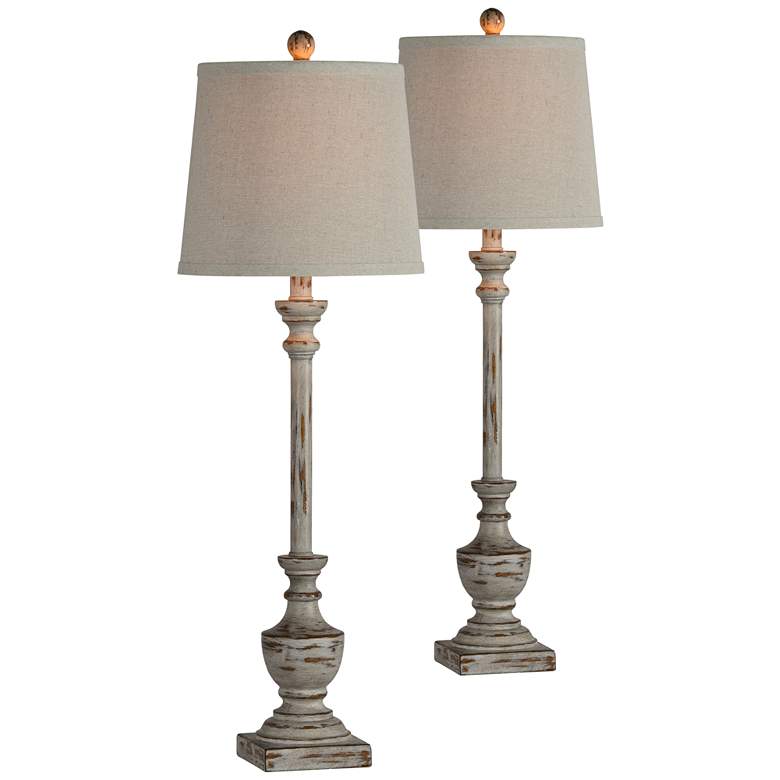 Image 1 Forty West Jodie 32" High Distressed Brown Buffet Lamps Set of 2