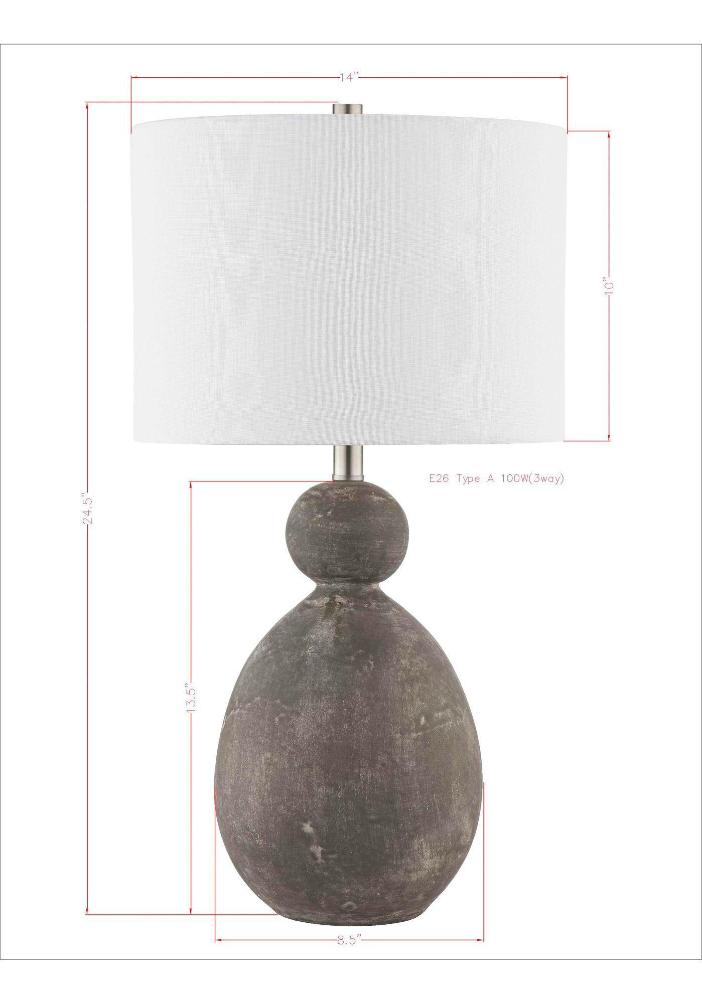 Image 3 Forty West Joseph 24.5" Gray Ceramic Table Lamp more views