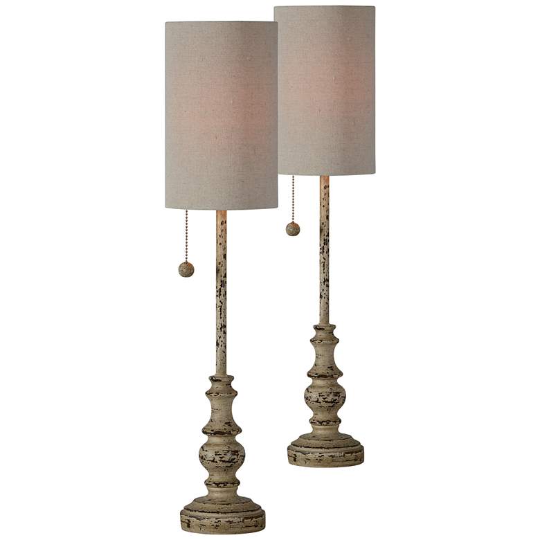 Image 1 Forty West Jude 28" High Distressed Brown Buffet Table Lamps Set of 2