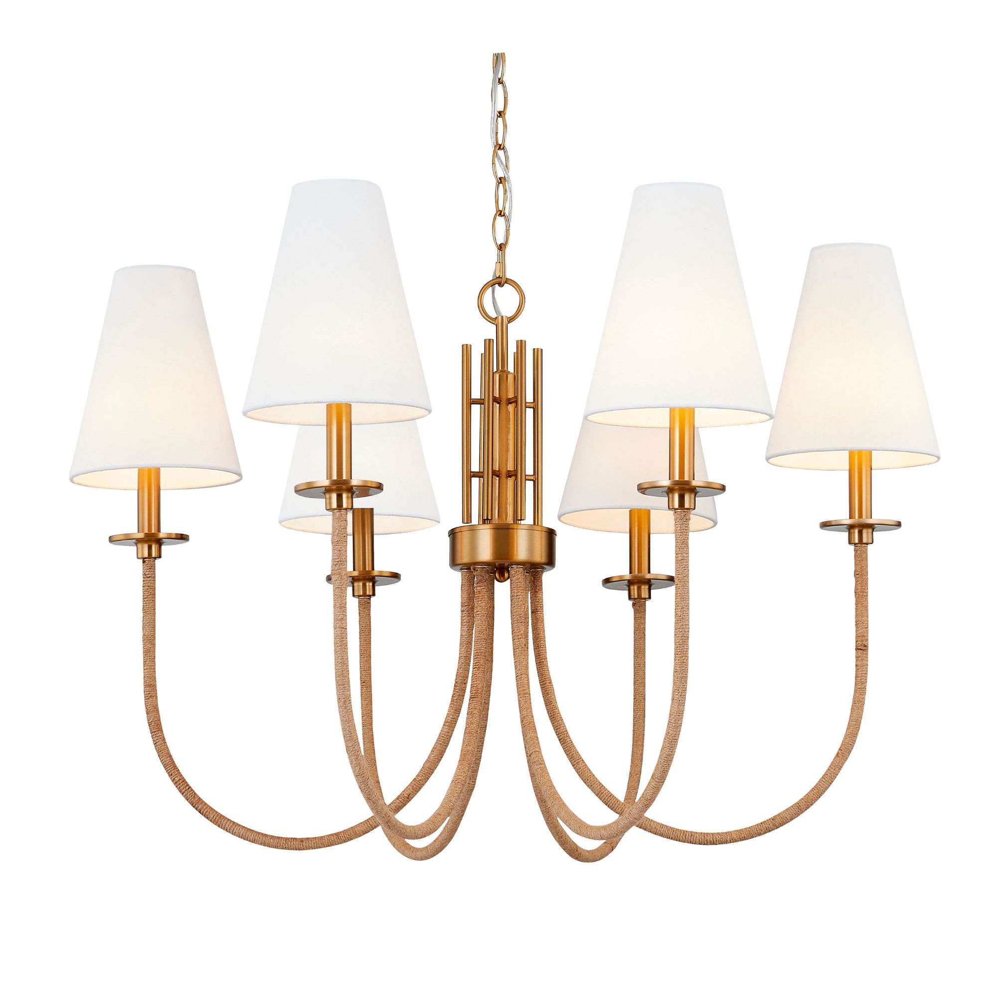 Image 2 Forty West Juliet 32x21" Metal and Rattan Chandelier more views