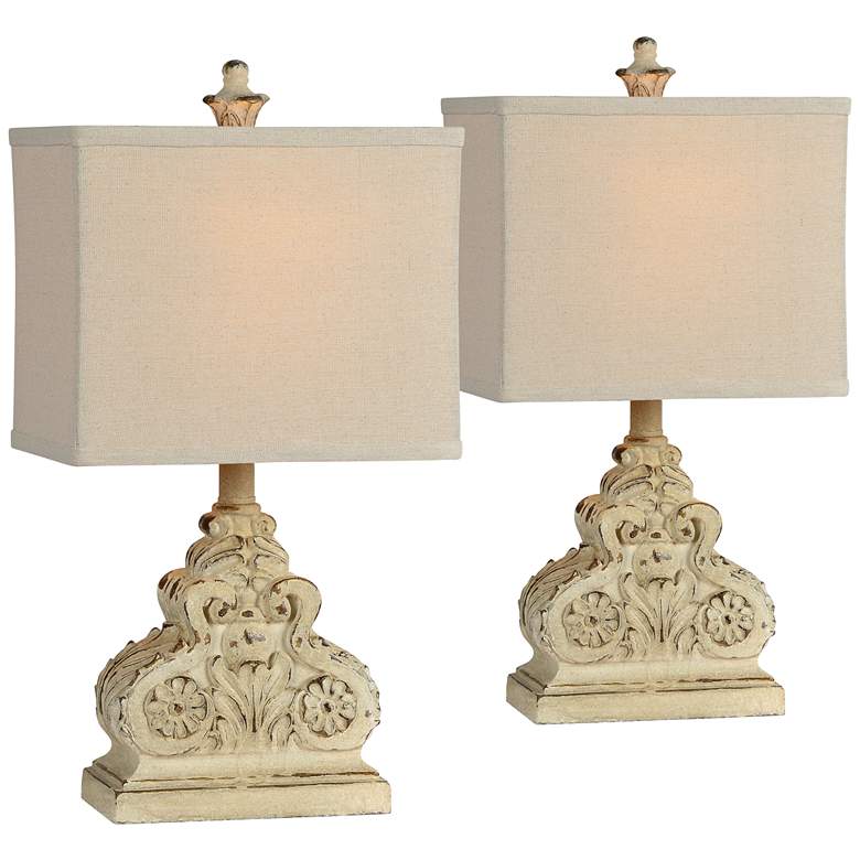 Image 1 Forty West Keegan Cottage White Accent Table Lamps Set of 2