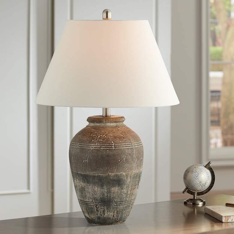 Image 1 Forty West Kellen Hues of Brown 28 inch High Ceramic Vase Table Lamp