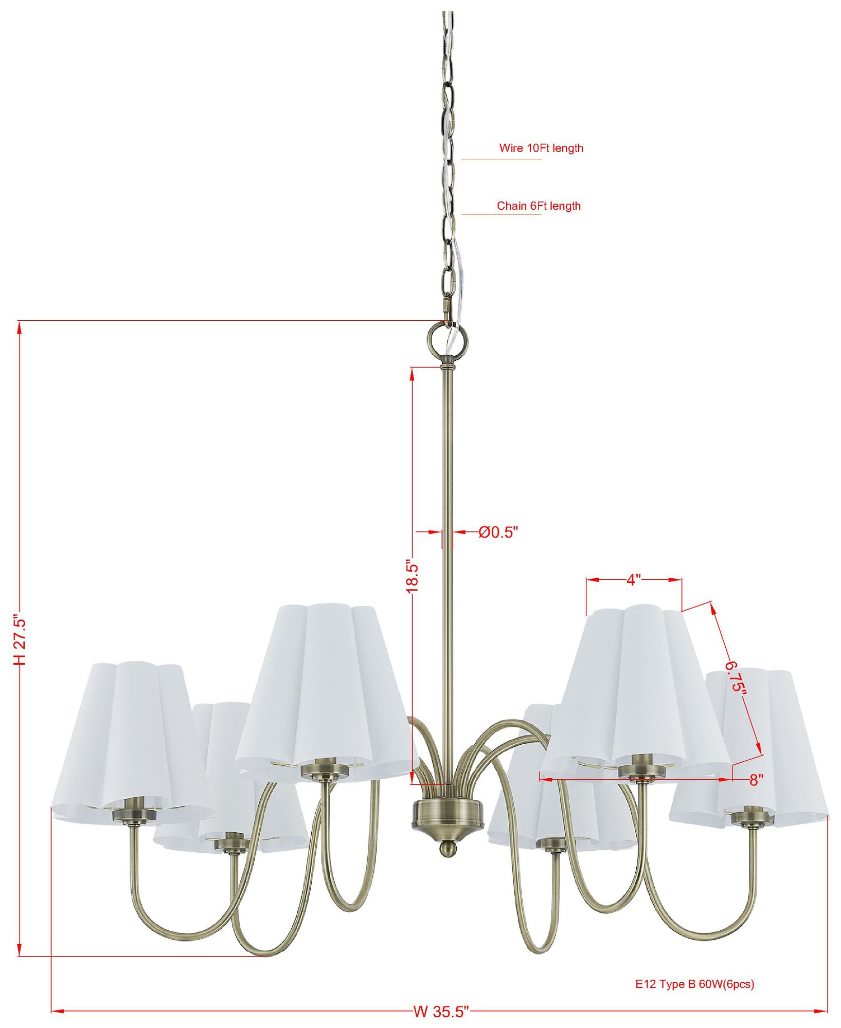 Image 3 Forty West Kensington 6-Light Metal Chandelier more views