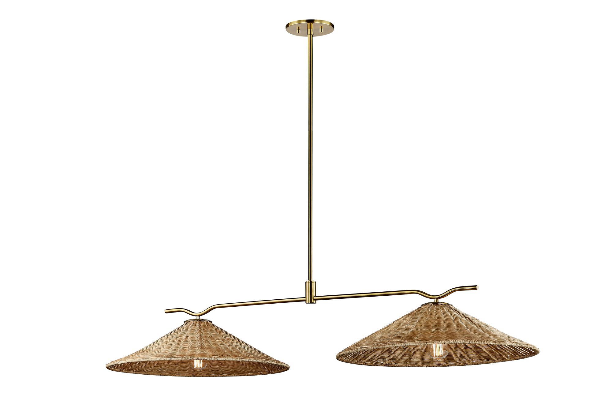 Image 2 Forty West Kyle 56x22.5x9.5" Metal and Rattan Bar Light more views