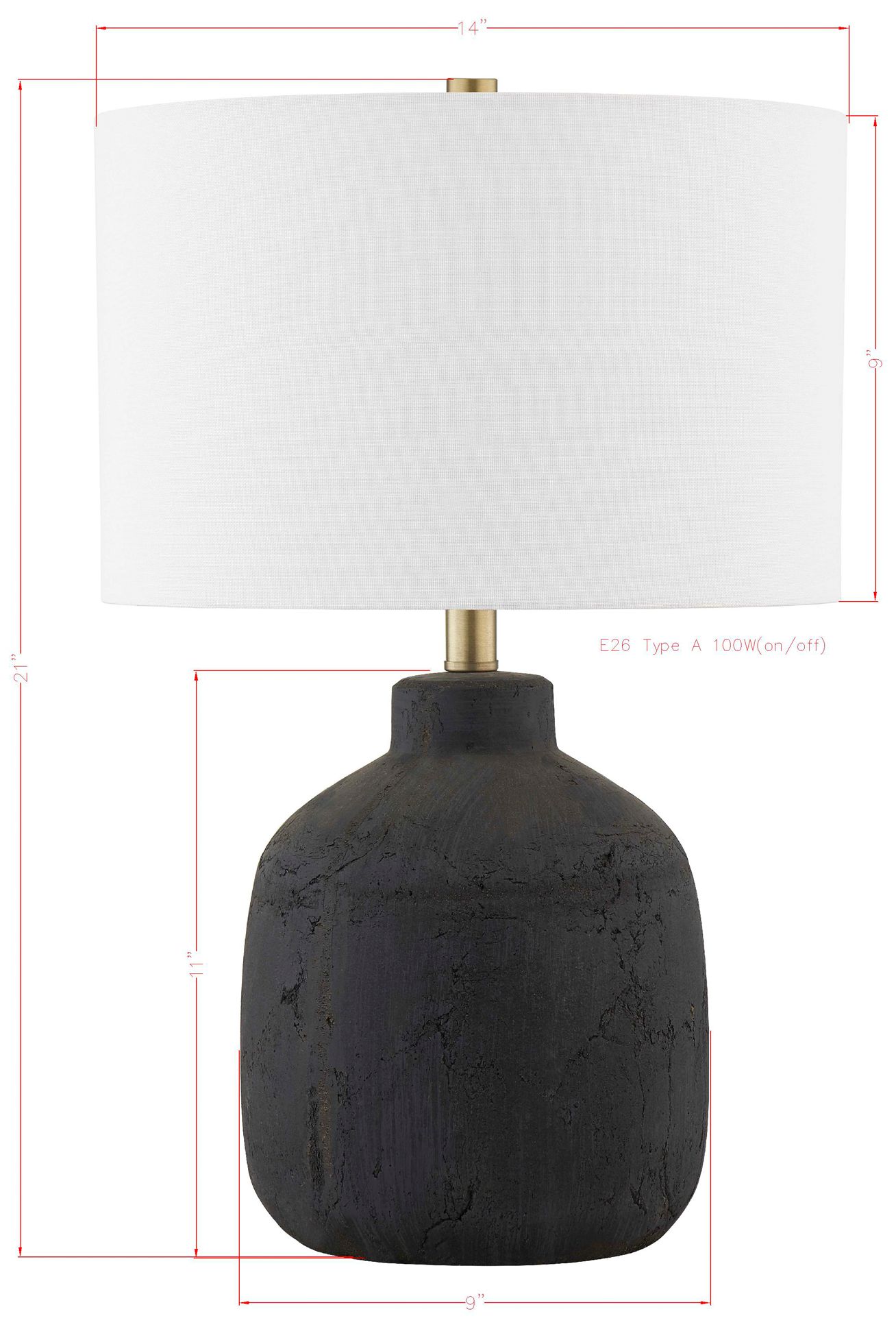 Image 3 Forty West Landon 21" Black Textured Table Lamp more views
