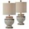 Forty West Lawson Distressed Cottage Finish Accent Table Lamps Set of 2