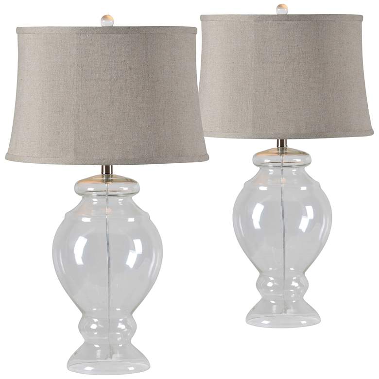 Image 1 Forty West Leah Clear Glass Table Lamps Set of 2