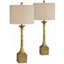 Forty West Leland 36" High Distressed Gold Buffet Table Lamps Set of 2