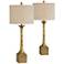 Forty West Leland 36" High Distressed Gold Buffet Table Lamps Set of 2